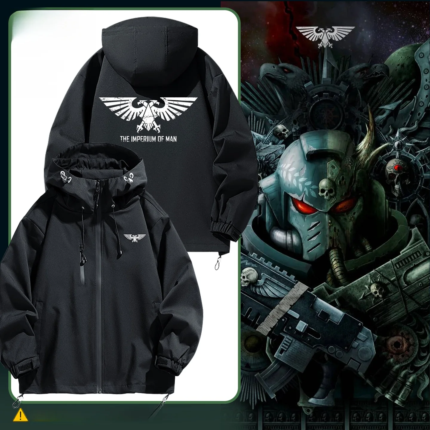 

Hooded Jaet Youth Collaboration Double Eagle Emperor Casual Windproof Polyester Fiber Zipper Decoration Stand Fit Jaet