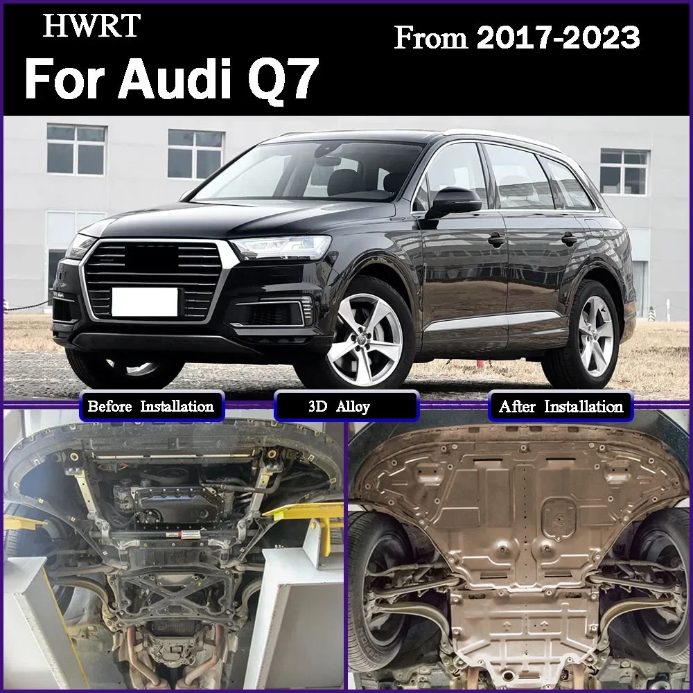 

Engine Guard Board Splash Shield Mud Fender Plate Cover Black Car Mudflap Mudapron Mudguard For Audi Q7 2017 - 2024 2.0T 3.0T