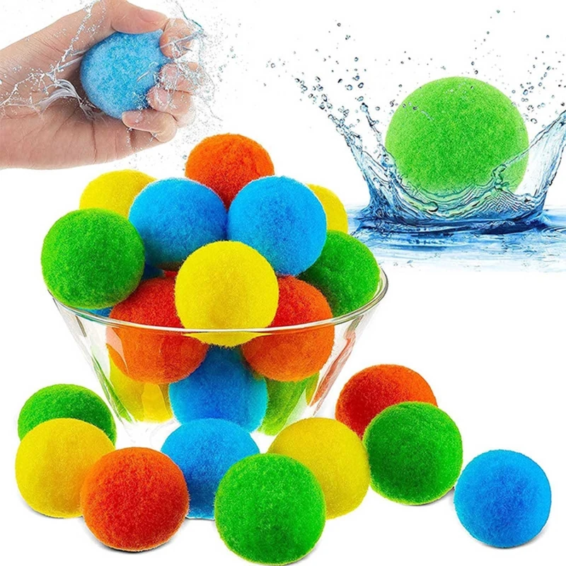 

Water Splash Ball Soft Fiber Water Balls Toy 10PCS for Kids Family Beach Backyard Water Fight Activity Pool Party Supply