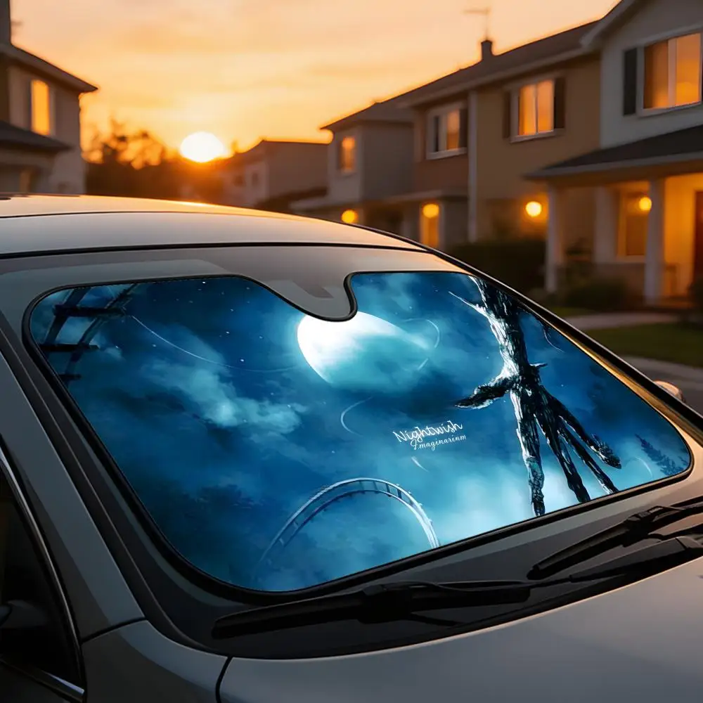 

Солнцезащитный козырек для автомобиля, универсальный, полное покрытие, защита от тепла и ультрафиолета, защита салона от старения, модный дизайн, Rock Band N-Nightwish