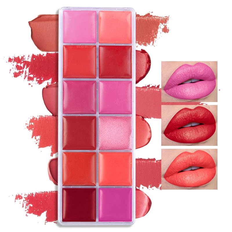 12 Colors Women Moisturizing Long Lasting Lip Gloss Palette Girls Nude Cosmetic Makeup Lip Tools Lipstick Female Cosmetics