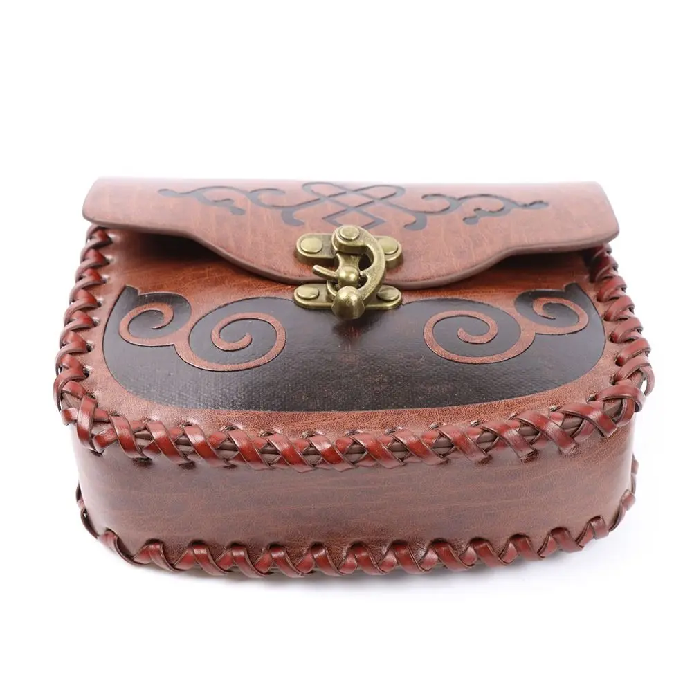 Durable Leather Retro Belt Pouch Viking Style Medieval Design Coin Purse Festival Accessory Fanny Pack Halloween Costume