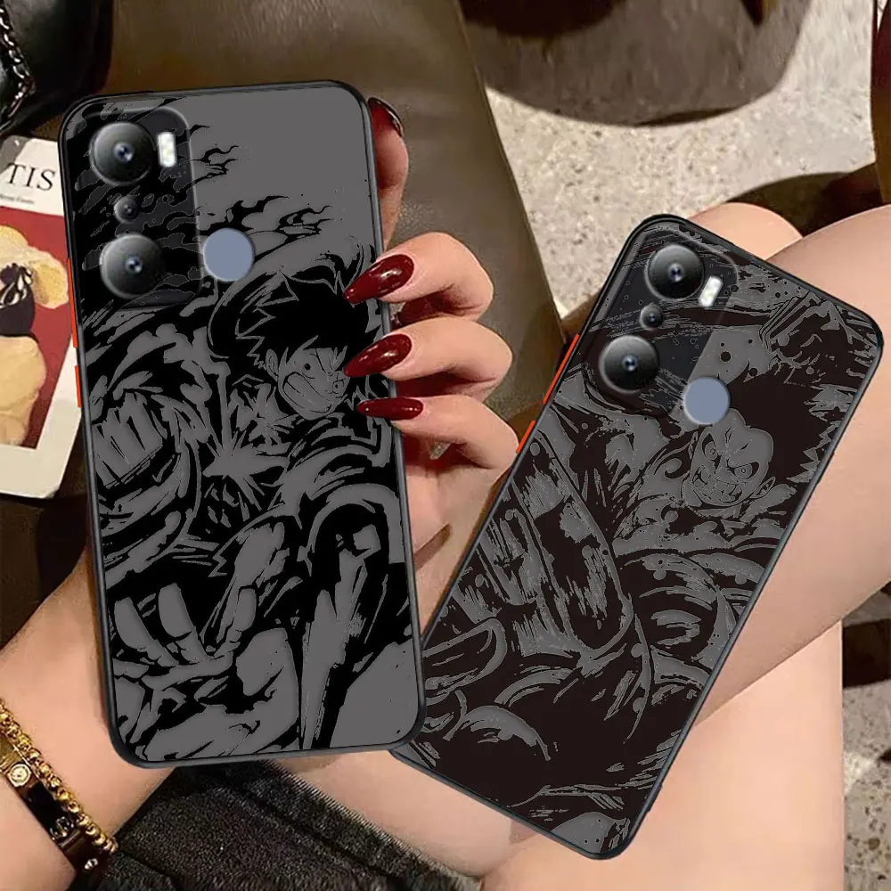 Matte Case for infinix HOT 20I 12 12I 11 11S 10I 10S PLAY 9 8 Pro POVA 3 CAMON 15 17P Case Funda Shell Anime Black O-one P-Piece