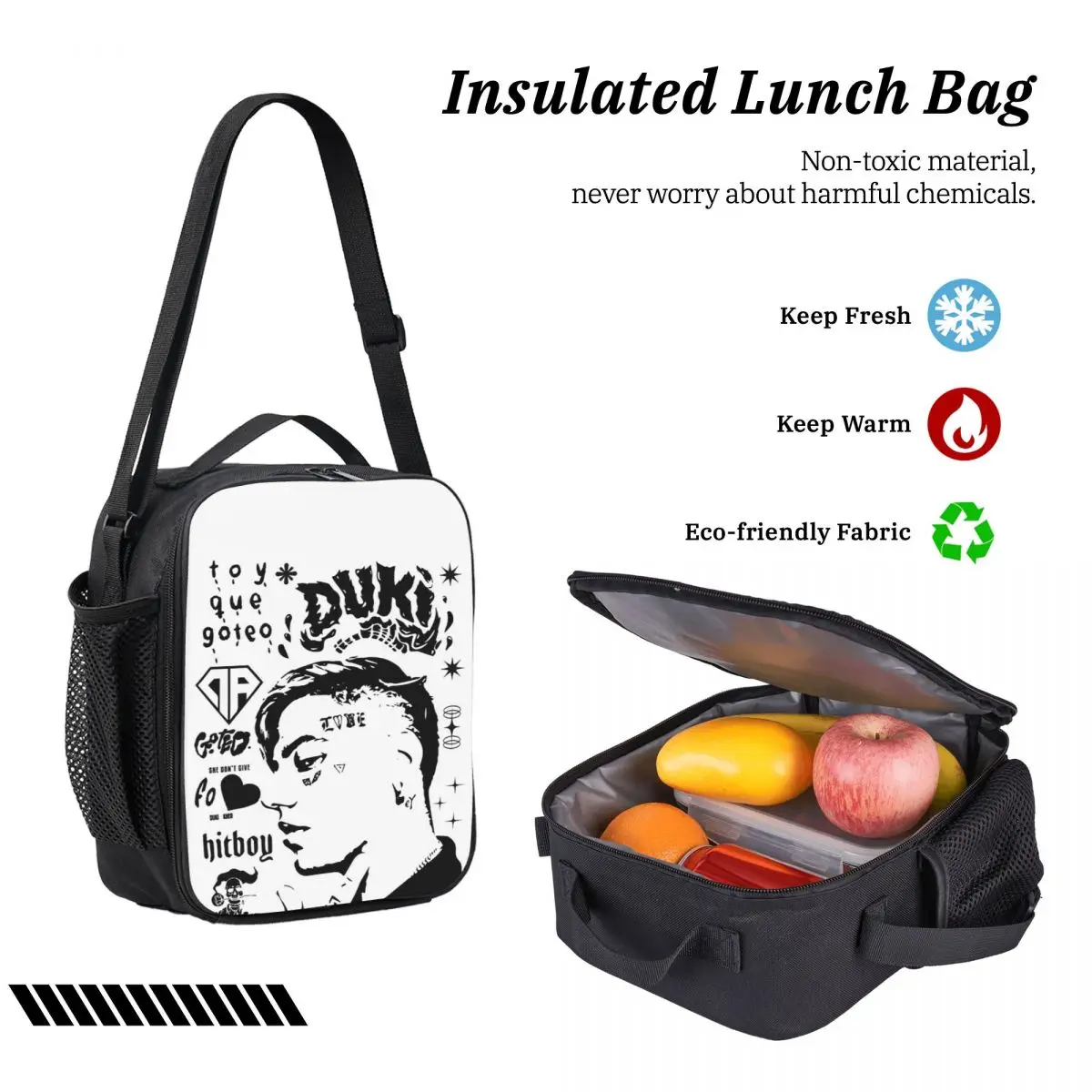 Duki Hip Hop กระเป๋าเป้สะพายหลังนักเรียนชายหญิง BookBag กระเป๋าโรงเรียนแล็ปท็อปไหล่กระเป๋า 3 PS ถุงอาหารกลางวันฉนวนดินสอกรณี