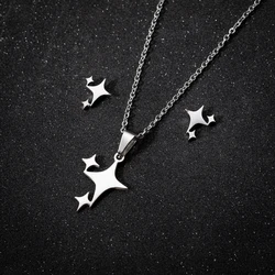 Fashion Tiny Star Moon Jewelry Accessories Set For Women Tragus Piercing Stainless Steel Necklace Romantic Gifts Joyas Mujer