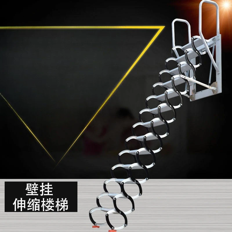 Heavy Duty Forged Retractable Attic Stairs, Folding Lift Staircase, Multi-functional Indoor Outdoor Telescoping Loft Ladder