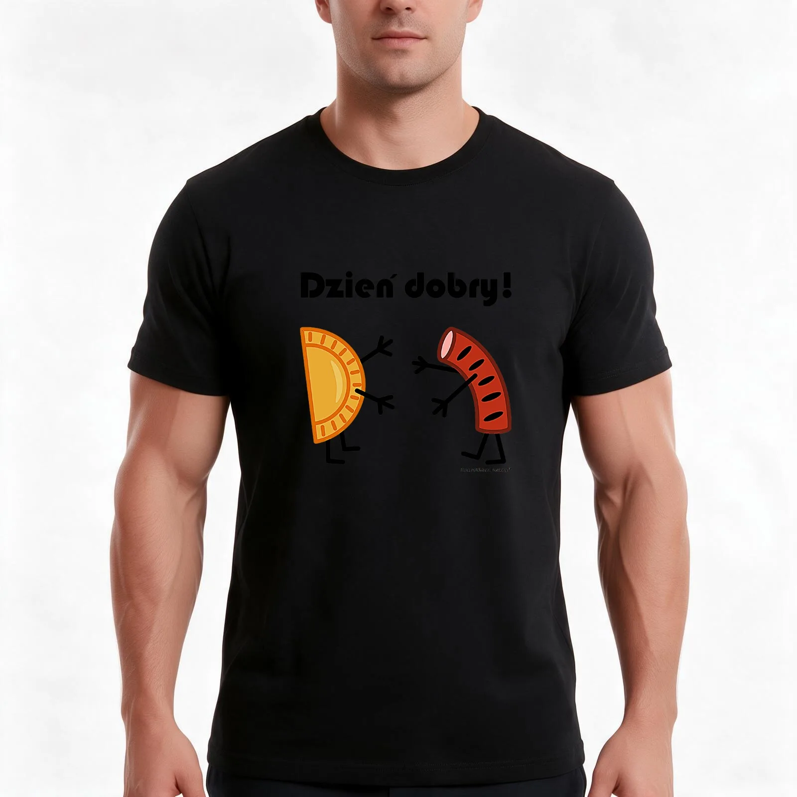 Friendly Polish Foods - Pierogi and Kielbasa - Dzien Dobry T-Shirt, Summer Casual Cotton Tee, Oversized Streetwear Tops