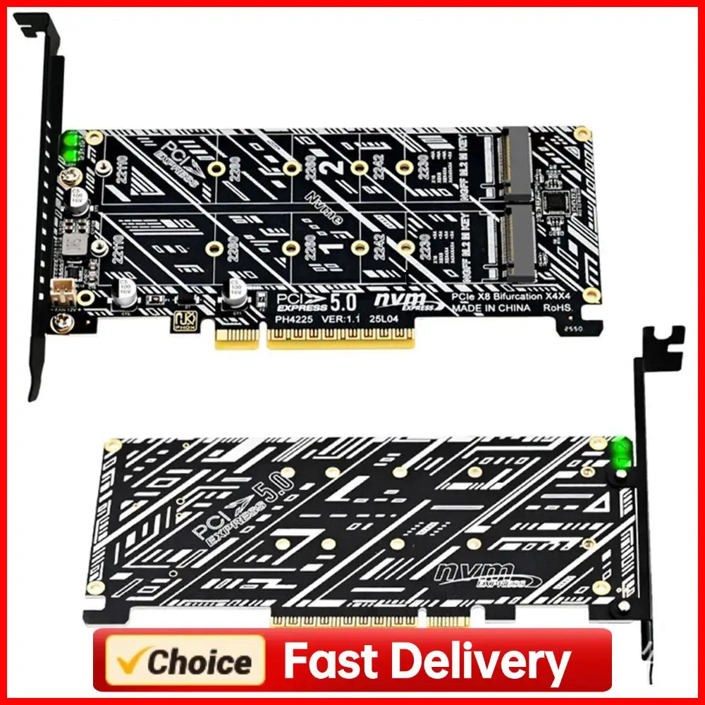 

PCIE To NVME Double Bay Expansion Card Tools Included Double NVMe To PCIE M Hard Drive Adapter Card for Data Movement