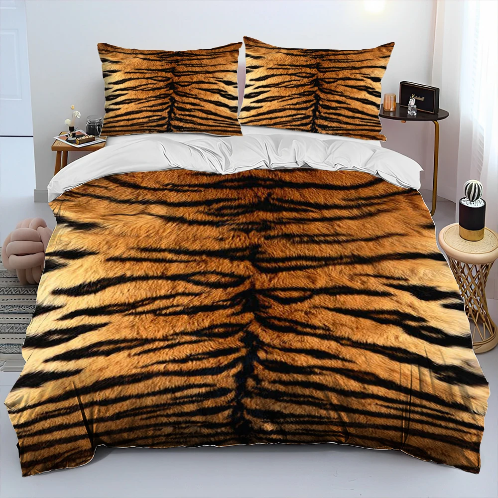 

3D Tiger Print Stripe Pattern Beast Comforter Bedding Set,Duvet Cover Bed Set Quilt Cover Pillowcase,King Queen Size Bedding Set