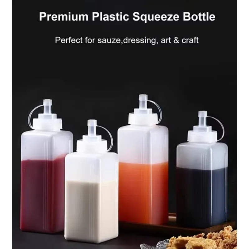 

600/800/1000ML Squeeze Sauce Bottles Condiment Dispenser Large Mouth Dustproof Kitchen Seasoning Salad Sauce Olive Oil Bottle