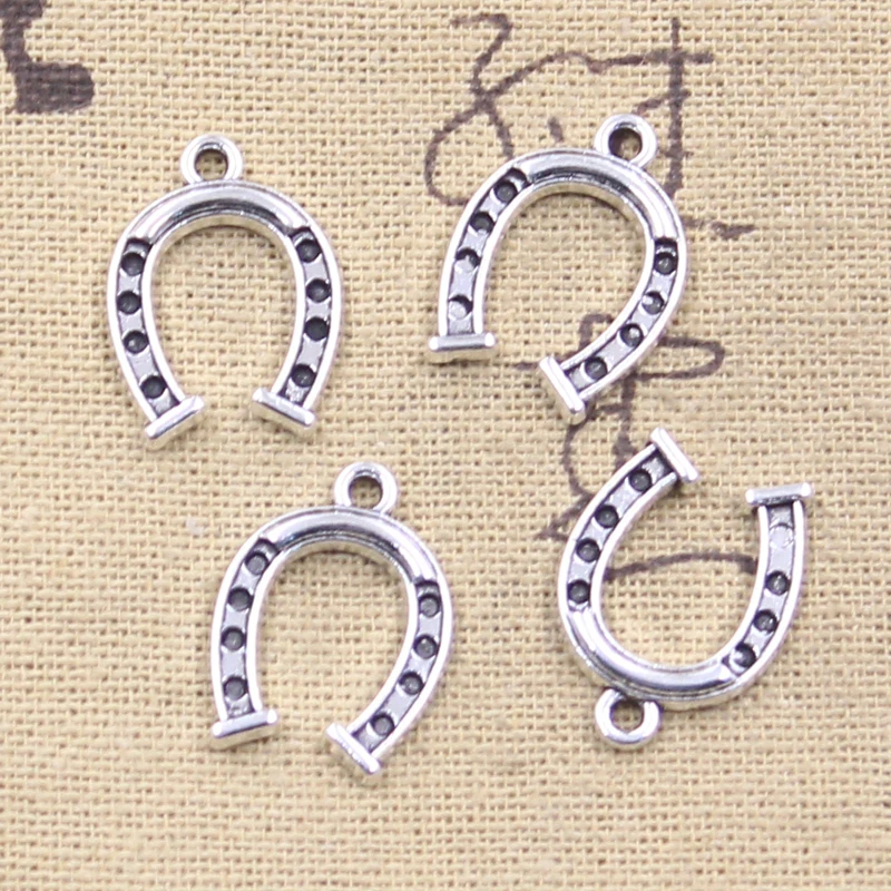 30pcs Charms Lucky Horseshoe Good Luck Talisman 20x14mm Antique Silver Color Pendants DIY Crafts Making Handmade Tibetan Jewelry