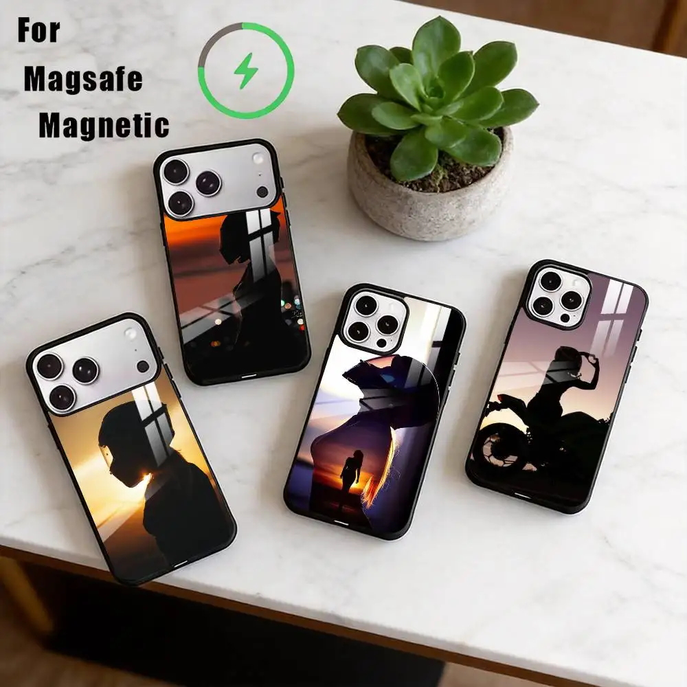 

L-Lady rider Phone Case For iPhone17,16,15,14,13,12,11 Plus,Pro Magnetic with Magsafe Wireless Charging
