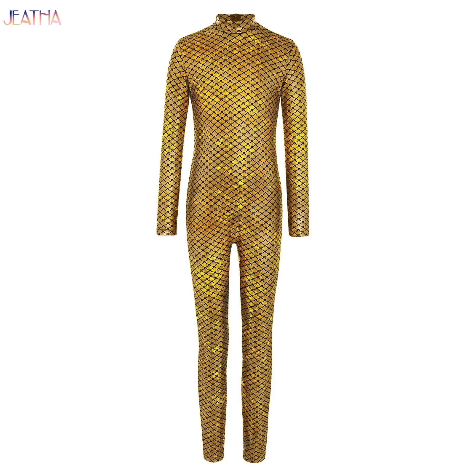 

Girls Mermaid Rhythmic Jersey Figure Skating Training Costume Long Sleeve Dance Unitard Bodysuit Kids Ballet Gymnastics Leotard