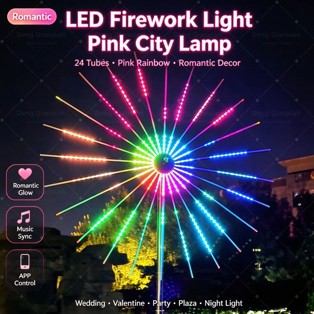 2026 Firework Light, Windmill Rotating, Programmable RGB Strobe, Double-Sided, Waterproof, Square New Year Decor