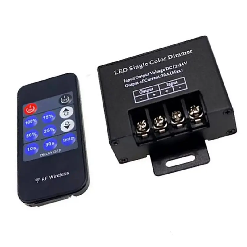 AT51 10X LED Single Color Dimmer Wireless LED Controller 11 Key Remote Control Adjust Brightness Switch DC12V-24V
