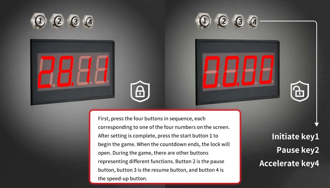 Mysteriöses Studio-Escape-Room-Requisit: Digitale Wanne für das Real-Life-Spiel – Eingabe der richtigen Ziffern zum Entsperren des Kammerraums mit Countdown-Timer – Detail 2