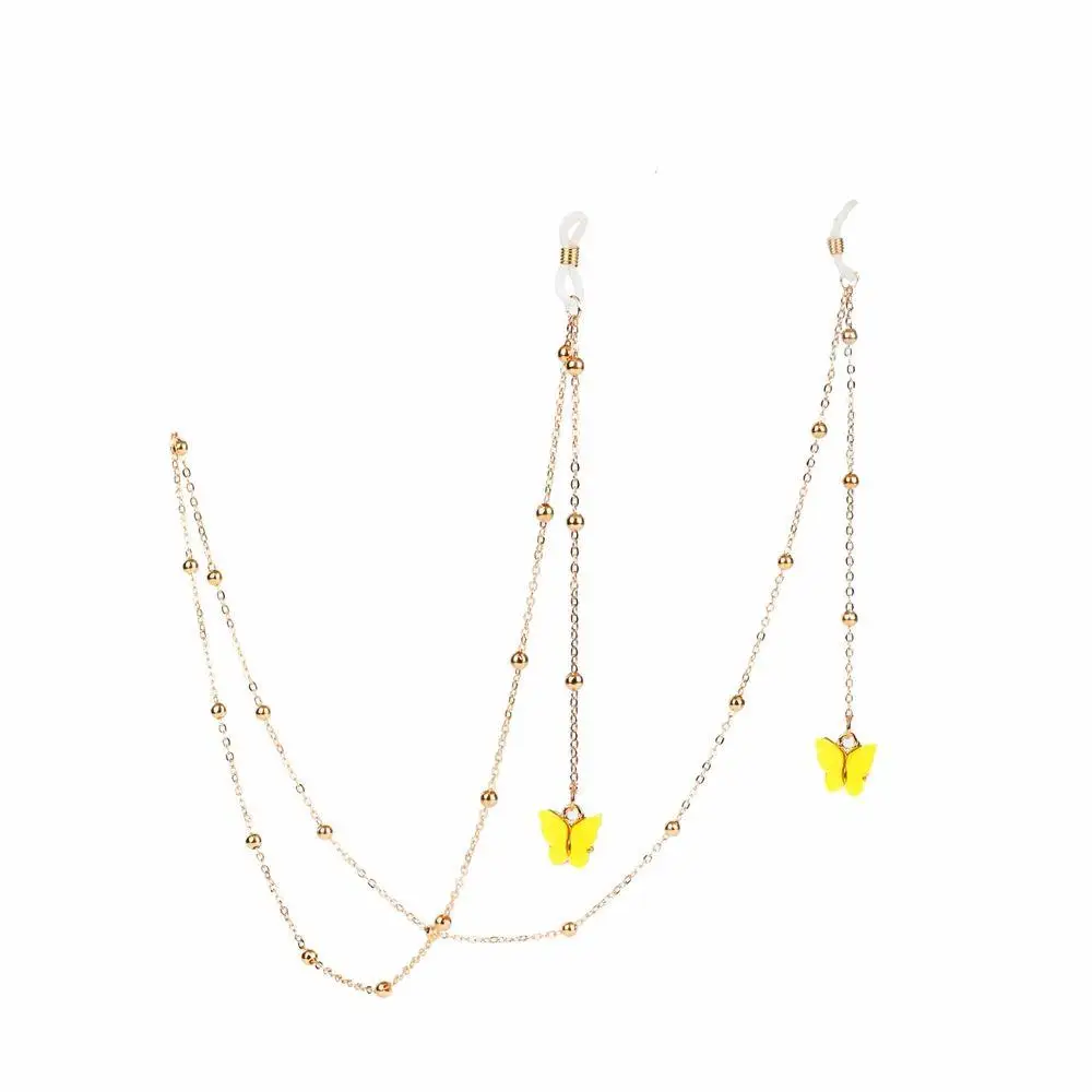 

Trend Temperament Non-slip Bead Anti-lost Alloy Metal Glasses Chains Butterfly Neck Strap Mask Hanging Rope