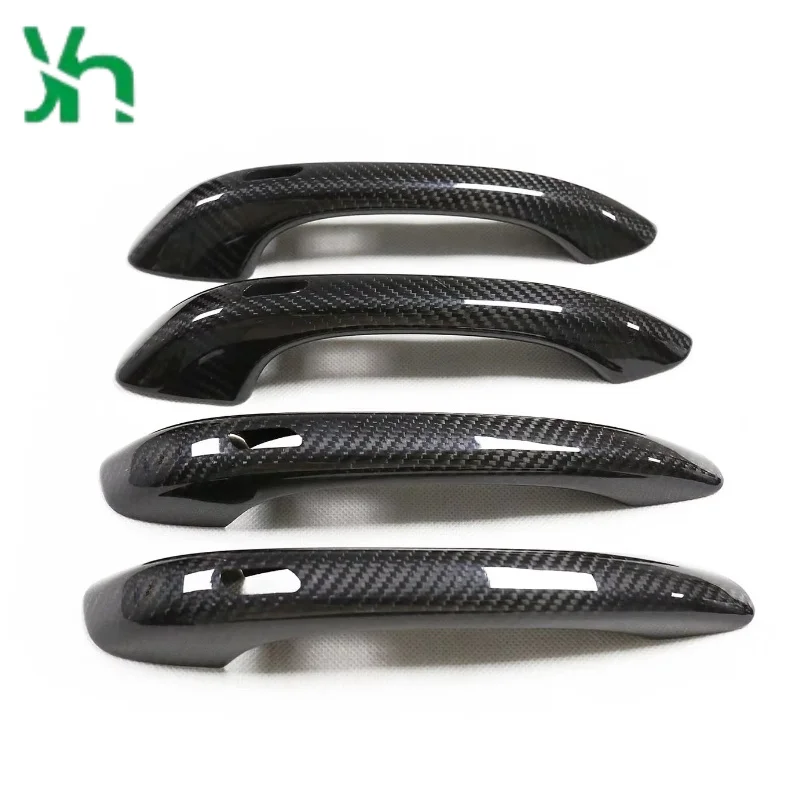 غطاء مقبض باب من ألياف الكربون الحقيقية لملحقات مقبض باب بورش ماكان كايين الخارجية #3