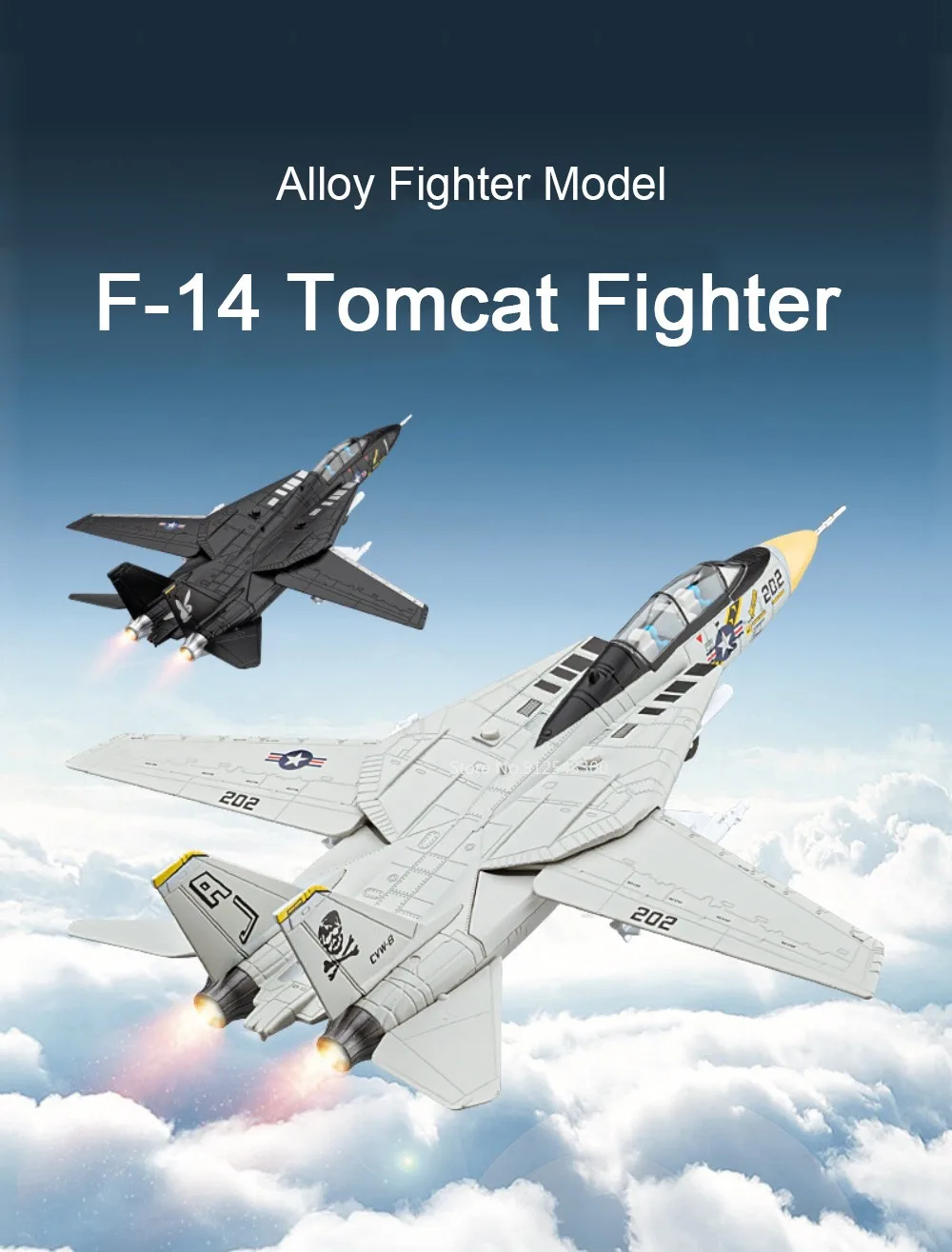 1:32 A-10 Thunderbolt II F-14 Fighter Model Toy Foldable Wheels Metal Body Airplane Sound Light Models Gifts for Children