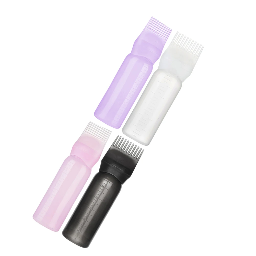 

4pcs Root Comb Applicator Bottle Dyeing Tools Hair Oil Applicator Reusable Hair Coloring Bottles Barbershop Salon Supplies