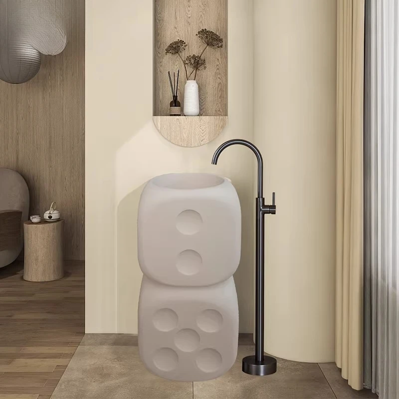 Personalized wash basin integrated floor-to-ceiling washstand creative art hotel pillar basin