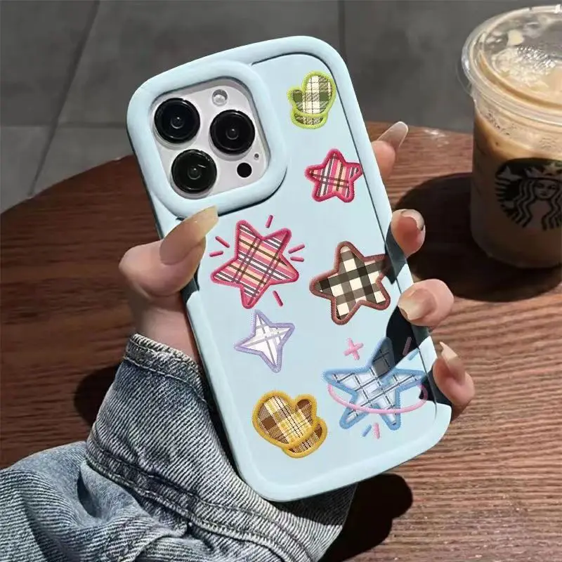 

Корейский чехол для телефона INS Bubble Box Star Grid для iPhone 17AIR 16E 15 14 13 12 11 Pro XS Max Advanced Minimalist Cover