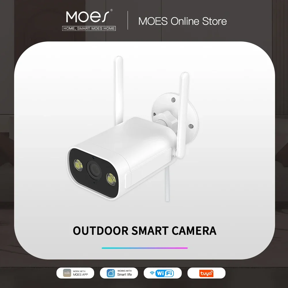 Moes wifiスマート屋外カメラhd 3mpサウンドモーション検出フルカラーナイトビジョン防水双方向オーディオセキュリティモニター