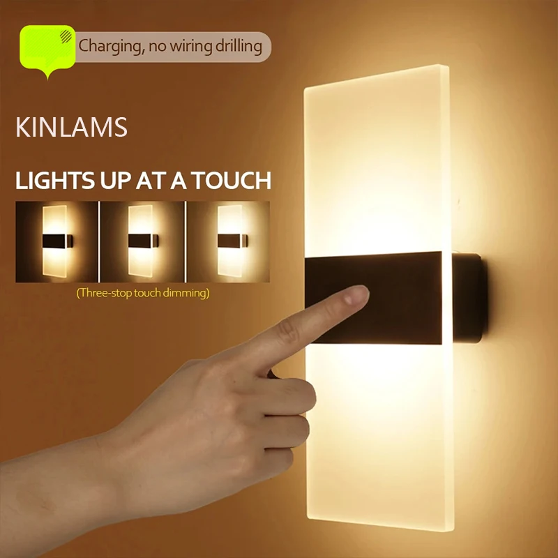 USB Sconce Rechargeable Wireless Wall Lamp Bedside Table Battery Lamp Indoor Fixture Wall Light Sconce Indoor Motion Sensor