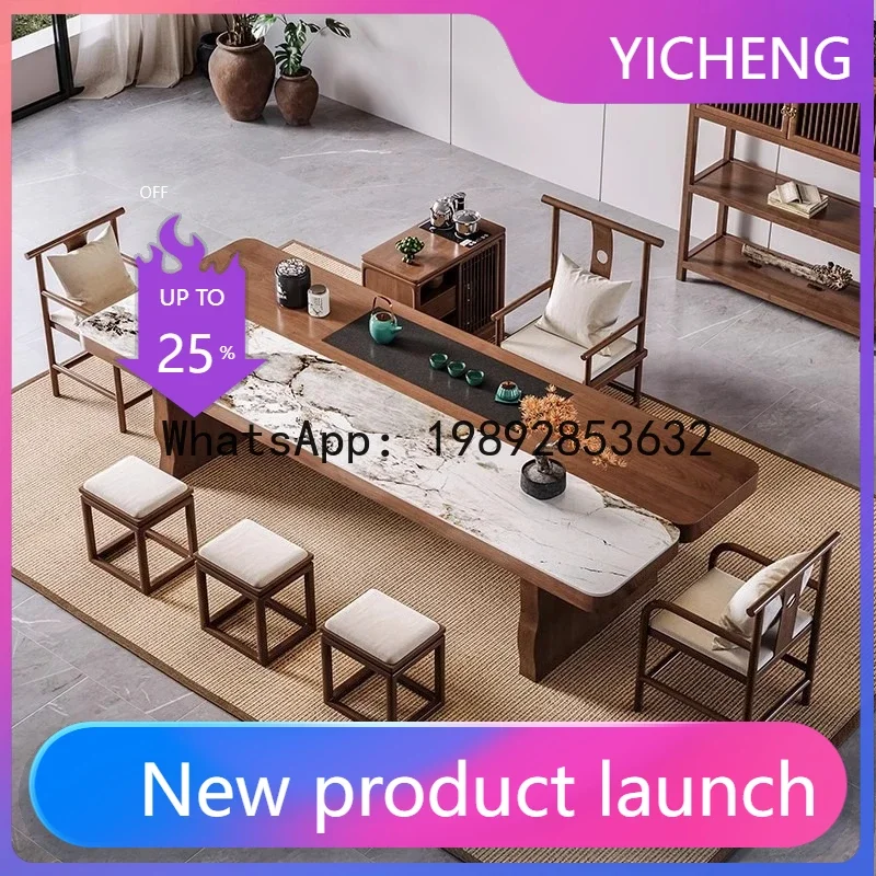 H5.15  solid wood large board tea table and chair combination rock slab tea table for home tea table