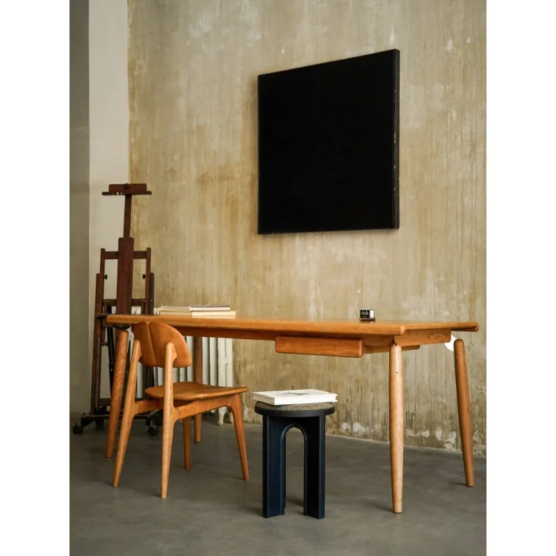 Desk, black walnut solid wood desk, writing desk to learn the original wood wabi-sabi