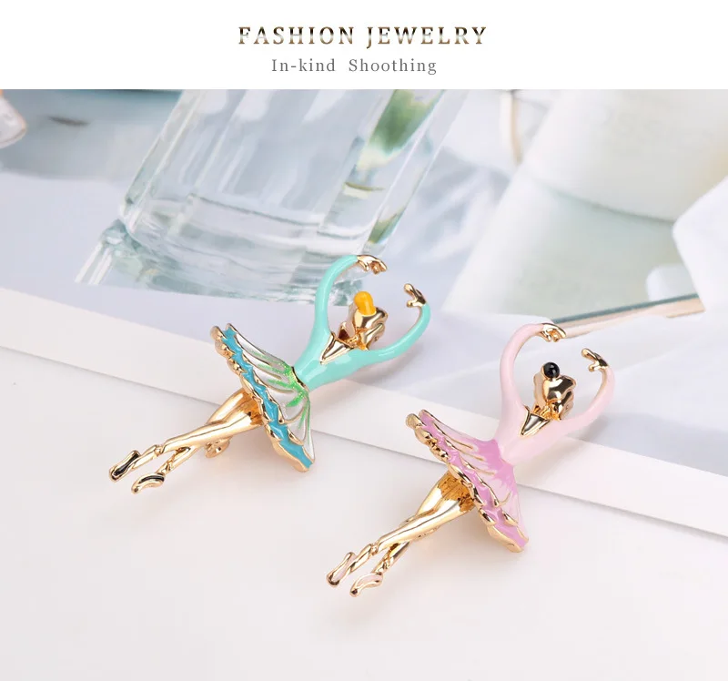 Fashionable Korean style alloy diamond studded ballet girl brooch versatile suit accessories