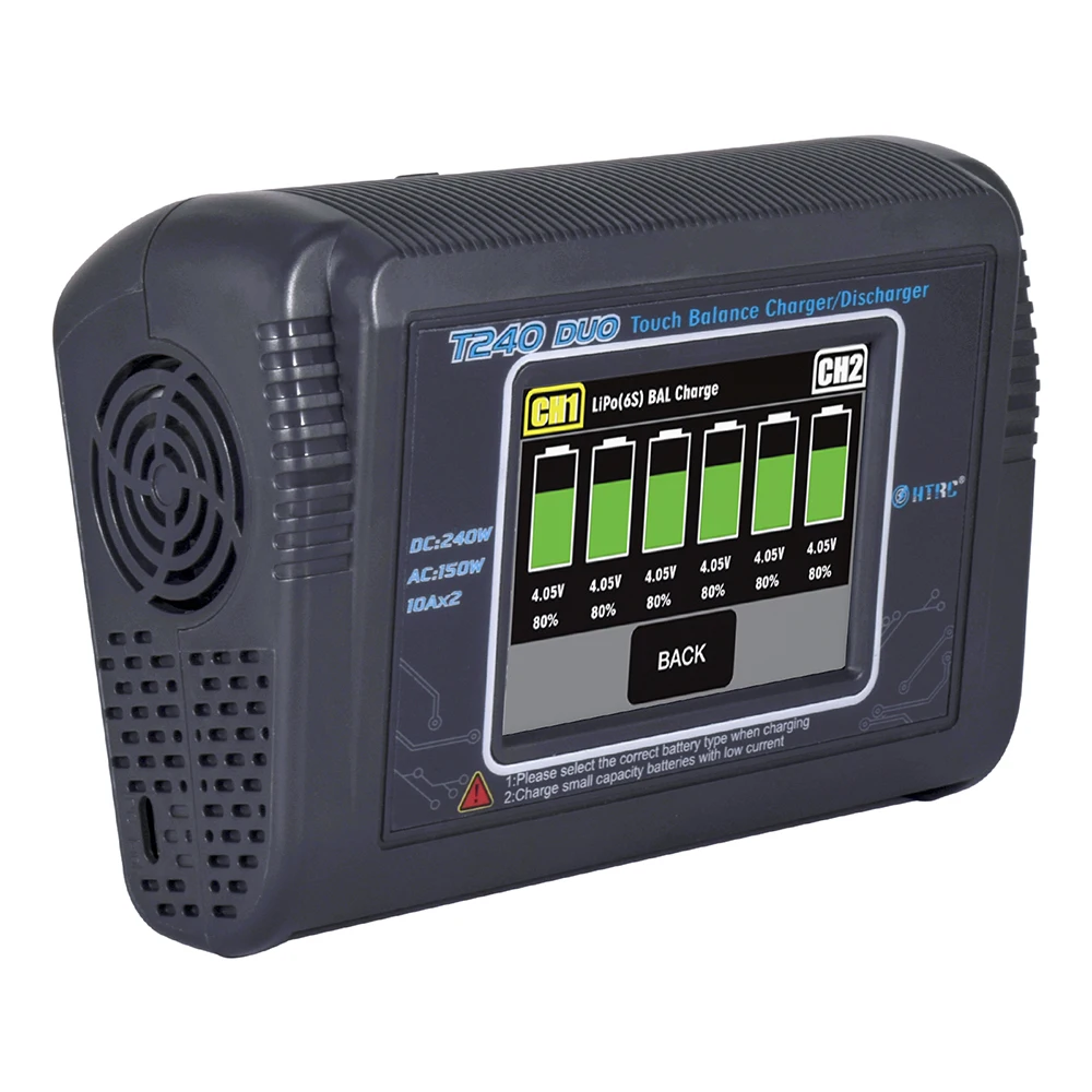 HTRC T240 DUO RC充電器/放電器 デュアルチャンネル AC 150W DC 240W タッチスクリーン バランス Lipo充電器 RCモデル おもちゃ用