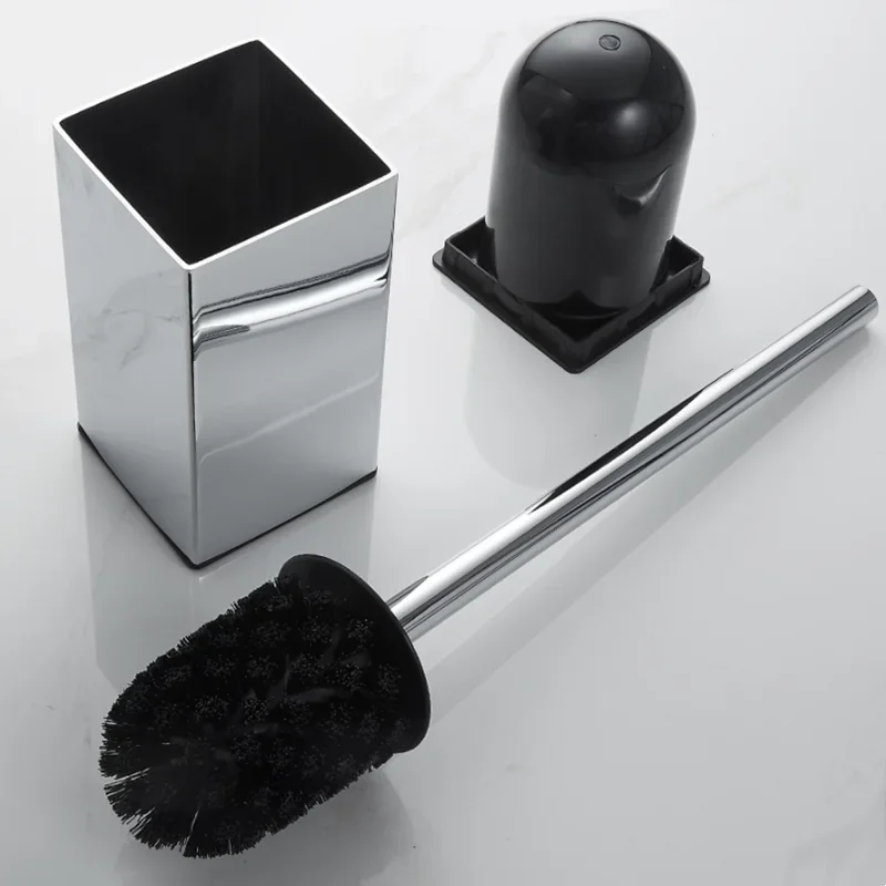 Bathroom Toilet Brush Holder Set Stainless Steel Black Square Cleaning Tools Vertical Toilet Brush Bathroom Cleaning Accessories