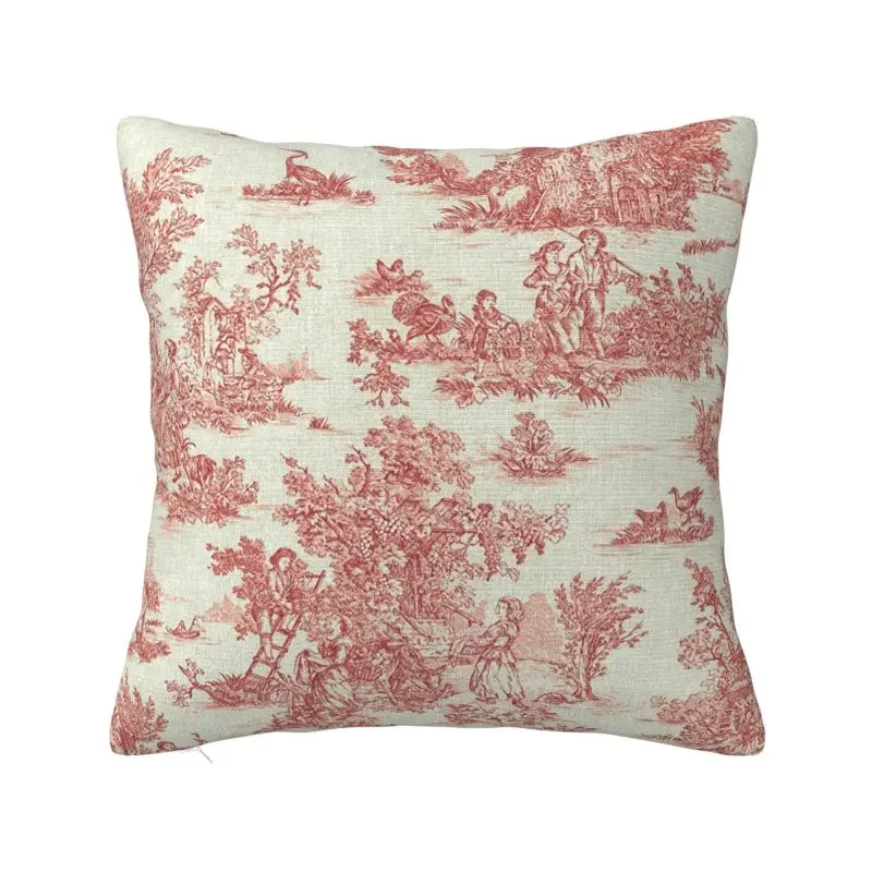 Custom  Vintage Classic French Toile De Jouy Motif Pattern Cushion Cover Velvet Nordic Pillow Cases