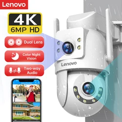 Lenovo 4K 6MP WiFi Surveillance Camera Outdoor Security Dual Lens Dual Screen AI Tracking PTZ IP Camera CCTV Video Surveillance