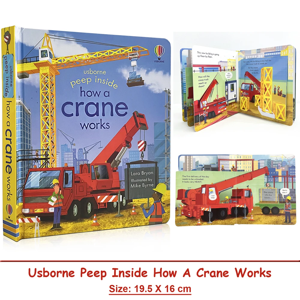 Usborne Peep Inside How A Crane Works Educational English Books for Kids Bedtime Reading Parent-child Interaction Picture Book
