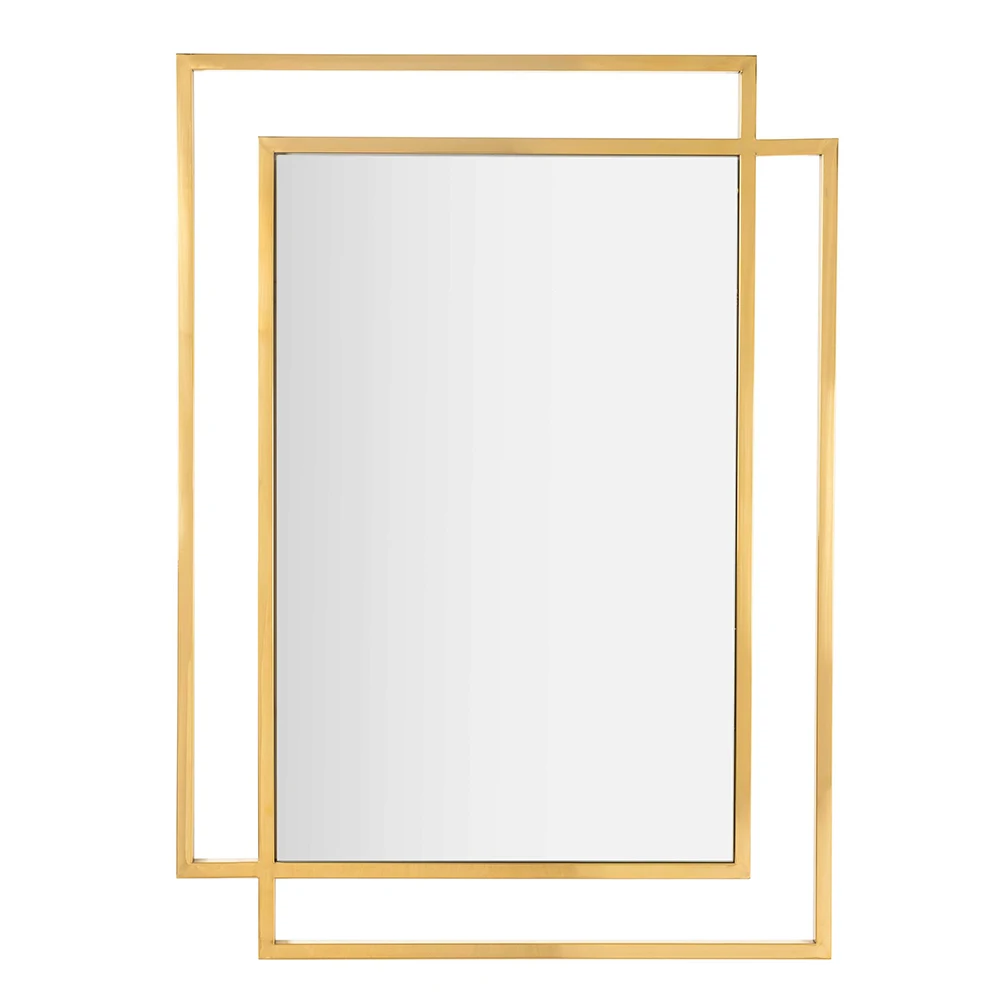 Modern Beveled Gold Iron Frame Wall Mirror for Home Decor Metal Glass Decorative Mirror