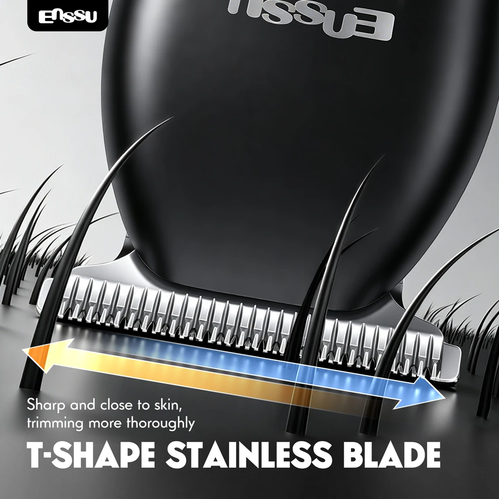 ENSSU Professional T‑Blade Hair Trimmer 6000RPM Electric Beard Body Clipper LCD Battery Indicator Type‑C Quick Charge 4 Guide Co