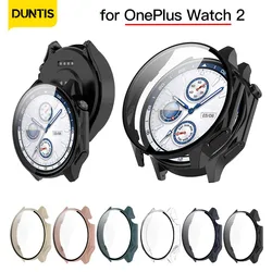 Funda protectora 2 en 1 con vidrio templado para OnePlus Watch 2, funda protectora de pantalla antiarañazos para OnePlus Watch 2