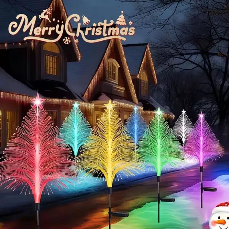 1-4PCS Solar Fiber Optic Jellyfish Stake Lamp Colorful Waterproof Garden Decoration for Outdoor Lawn Pathway Balcony Home