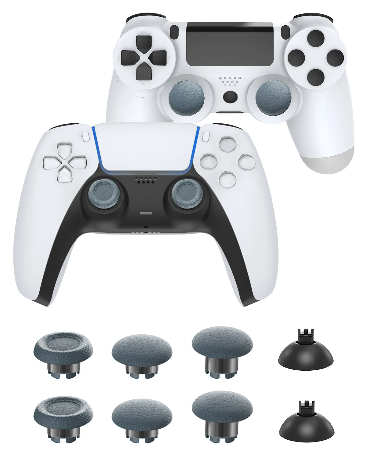 Versão modificada com joystick de metal com anel para polegar, adequado para PS5/PS4/SWITCH PRO/XBOX, com capa e base de borracha macia para joystick.
