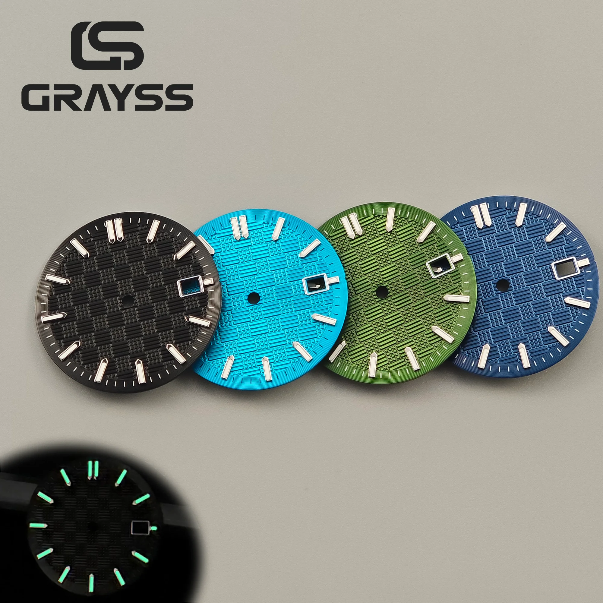 Sterile 31mm Engineer Style Watch Dial 3D True Nail Pattern BGW9 Luminous Date Window Watch Mod Parts
