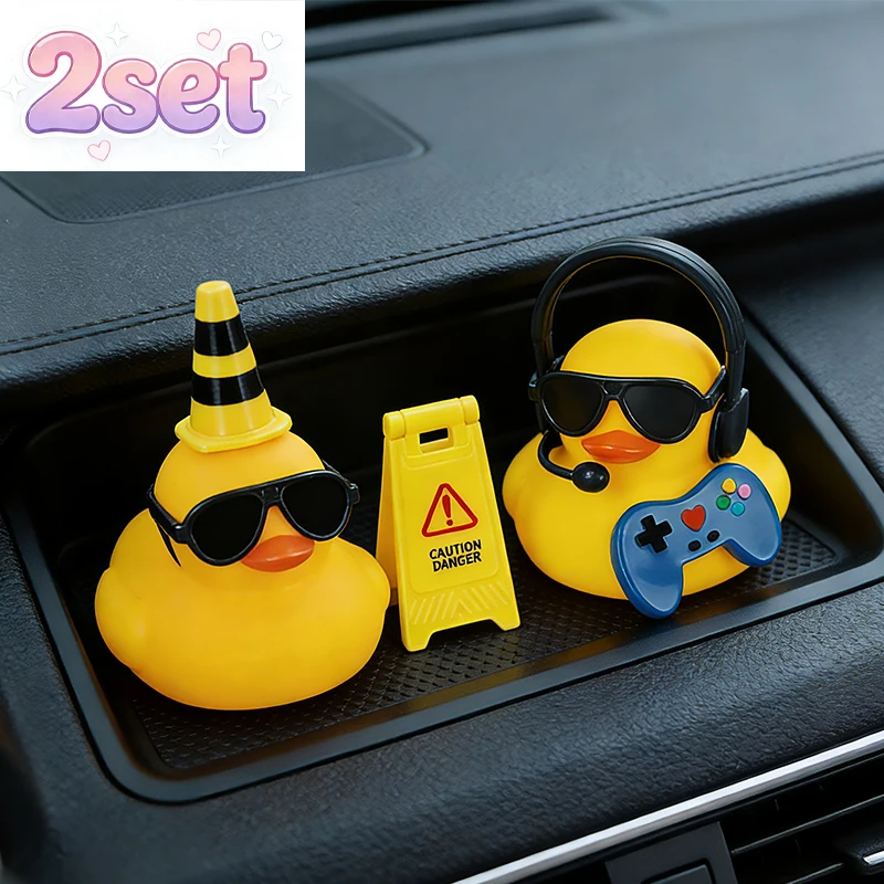 2set Rubber Duck for Jeeps Car Dashboard Decoration,Funny Squeaky Duck for Party Favors Car Dashboard