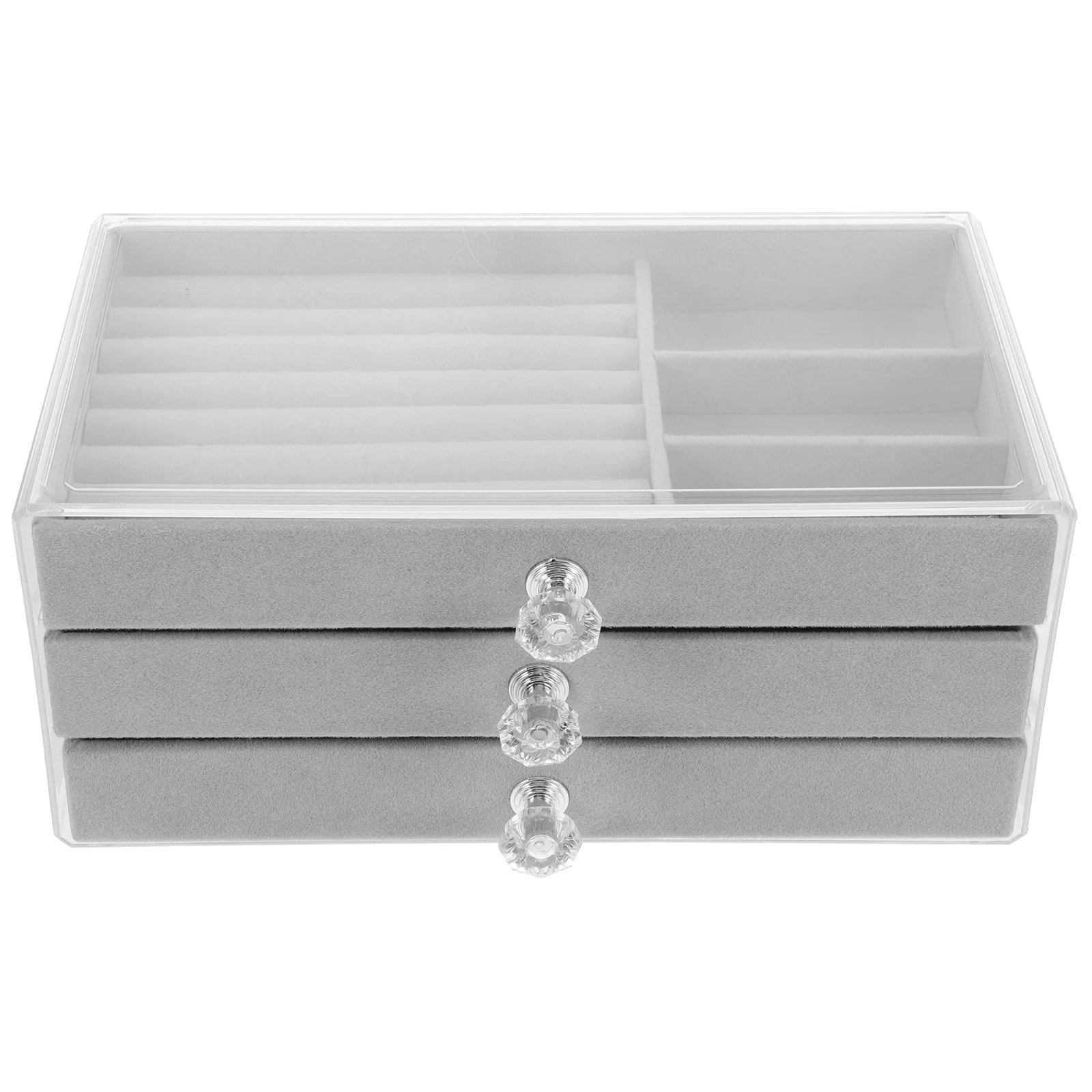 

Multilayer Transparent Jewelry Organizer Earring Necklace Bracelet Holder Drawer Compartment Travel Portable Women Earring