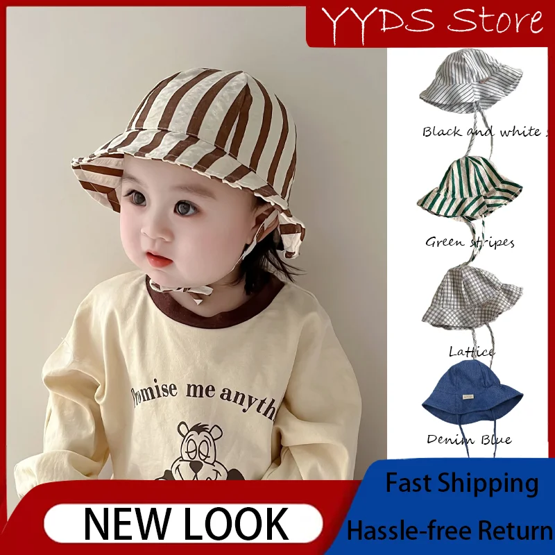 

Baby Boys Girls Summer Rabbit Ears Sun Hat Lightweight Bucket Cap UV Protection Striped Fisherman Hat for Infant
