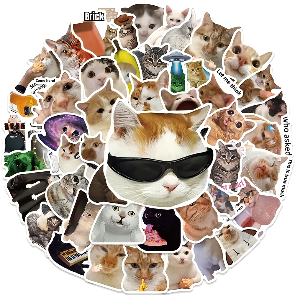 10/50/100/200 stücke Nette Tier Katze Aufkleber Kawaii Mädchen Kinder Lustige Kätzchen MEME Graffiti Aufkleber Spielzeug wasserdicht DIY Telefon Fall Fahrrad