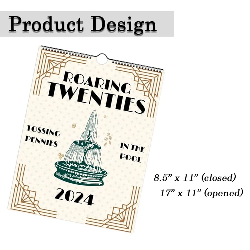 2024 Roaring Twenties Calendar Wall Calendar, 12 Monthly Calendar Planner, Funny Hanging Monthly Wall Calendar