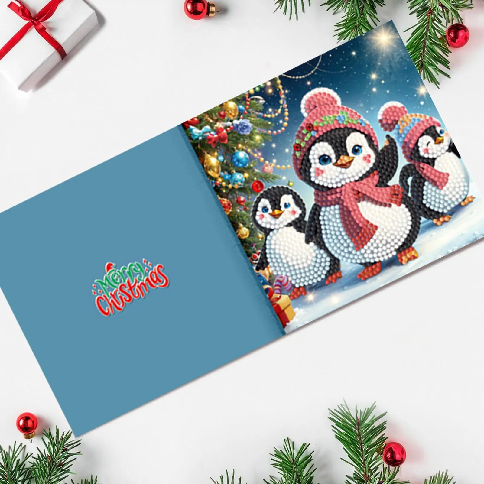 DIY Rhinestone Art Christmas Card Kits DIY Holiday Greeting Card Rhinestone Painting Set For Beginners Professionals Kids Teens