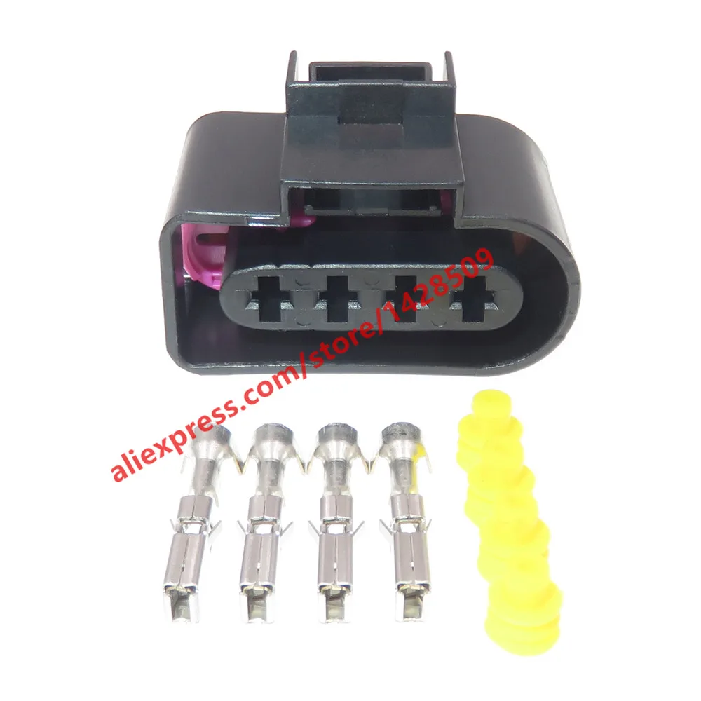 1 Conjunto de Conector Automotivo à Prova d'Água de 4 Pinos, Plugue de Chicote de Fios da Bobina de Ignição com Pinos para VW 4B0973724 4B0 973 724