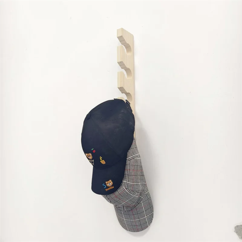 Wooden Hat Hanger for Baseball Cap Home Decor Space-Saving Wooden Organizer with Display Shelf